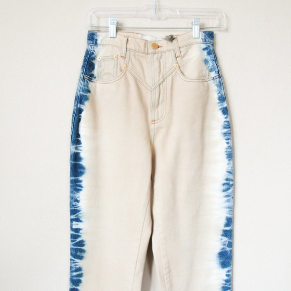 NEW! ALBERTA FERRETI Designer Bleached Denim Jeans High Rise Tan/Blue-4 Orig$698 - Picture 6 of 16